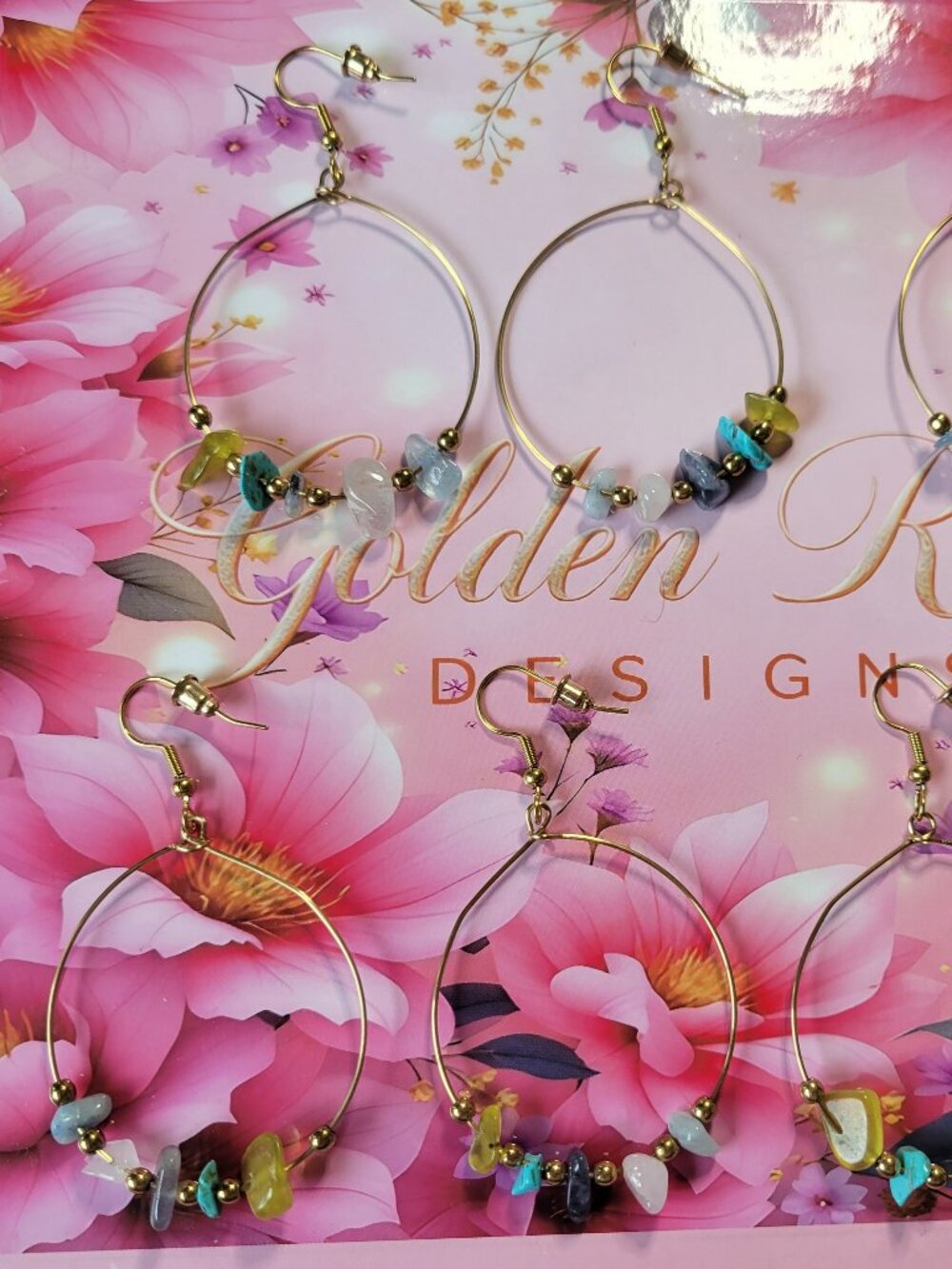 14K Gold Plated Quartz Drop Hoop Earrings (November Birthday)